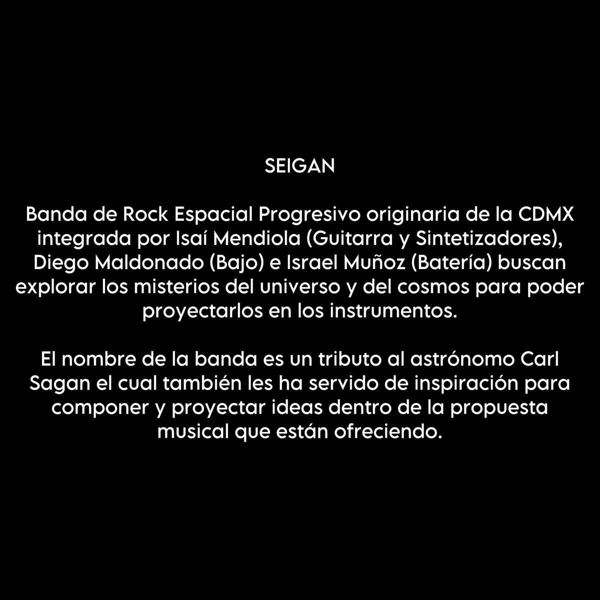 Espectro_tw's tweet photo. @seiganmusica un viaje a través del universo con un sonido de tintes progresivos 💫☄️

¡Síganlos en todas sus redes sociales! https://t.co/966tAisQ9O