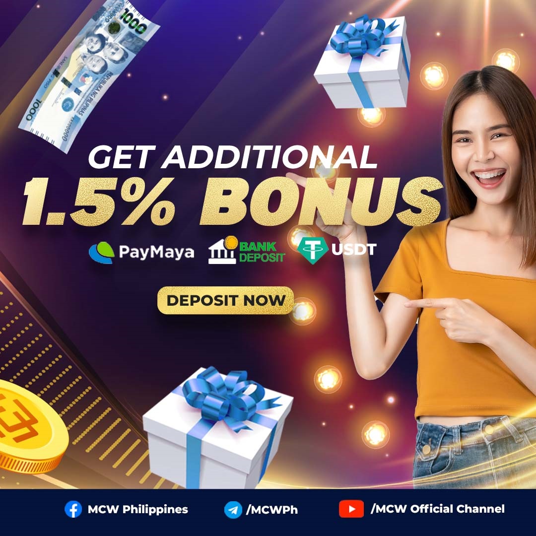 mcw_ph's tweet photo. Get 1.5% instant extra bonus when you deposit with Paymaya, Local Bank or USDT 🤑
👀Visit https://t.co/aGkVB2yeDm now!

___
#SlotMachines #CasinoNight #CasinoGames #megacasinoworld #mcwphilippines #MCW #CASHPRIZE #applegadgets #slot #tablegame #casino #onlinegame https://t.co/YjCBTmw577