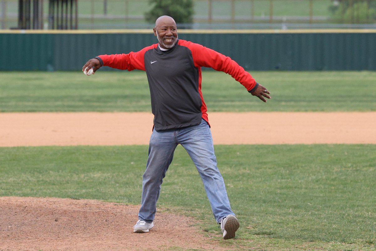 Former Maypearl assistant baseball coach, Geary Walker, was honored this evening at MHS's home game v Keene (April 25) when asked to throw out the first pitch. Congratulations, Coach, on a well deserved recognition. [0h, and Coach Walker had a good throw to home plate.]
