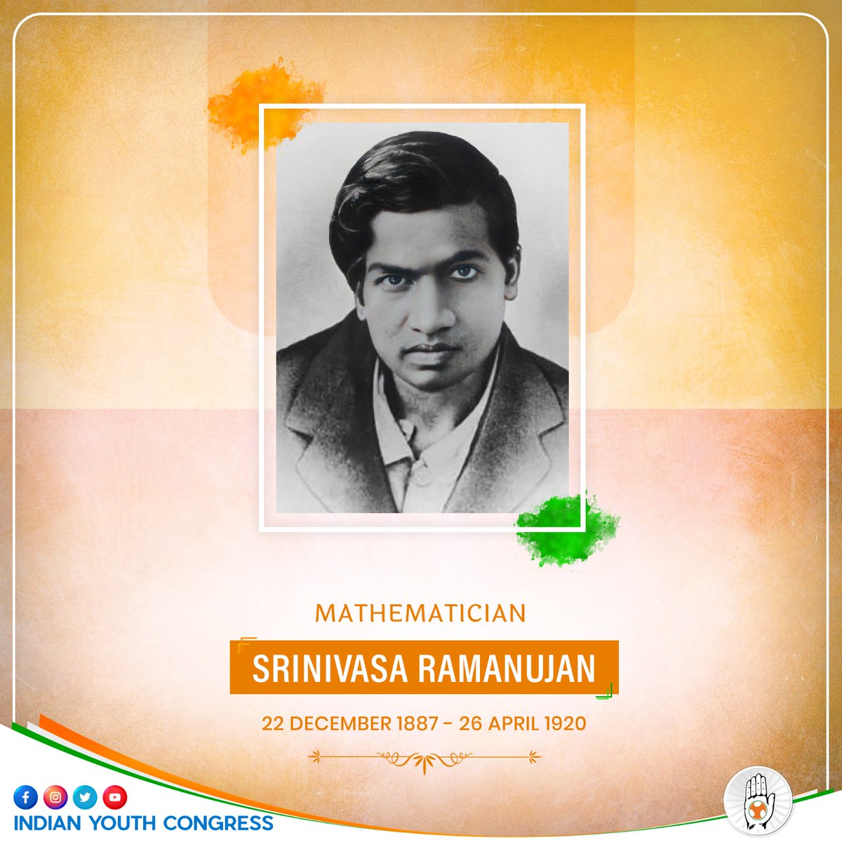 Heartfelt tribute to the brilliant mind and mathematical genius, Srinivasa Ramanujan Ji, on his Death Anniversary. His contributions to the world of mathematics continue to inspire and amaze us.