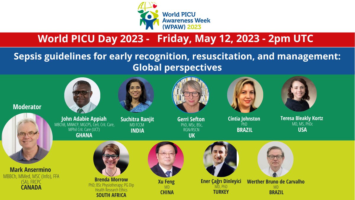 🚨Registration OPEN🚨

Register for our #WorldPICU23 panel discussion in collaboration w/<a href="/OPENPediatrics/">OPENPediatrics</a>  

➡️Fri May 12 at 2 pm UTC
➡️#Sepsis guidelines for early recognition, resuscitation &amp; management:🌍perspectives
➡️Register🔗tinyurl.com/25ut5efp

#PedsICU #PEM #PedsID