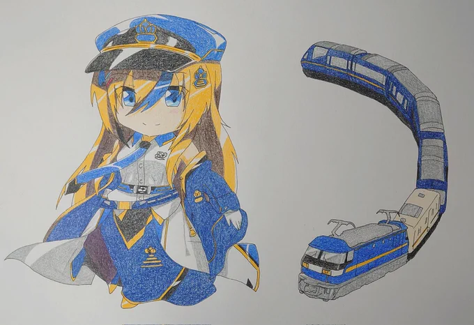 #イラスト #JR貨物 #伊豆急行 #東急 #THEROYALEXPRESS #クルーズトレイン THEROYALEXPRESS(瀬戸内クルーズ)を描きました〜!一つの列車に四社(東急・伊豆急・JR東日本・JR貨物)がある珍列車!てんこ盛り〜 