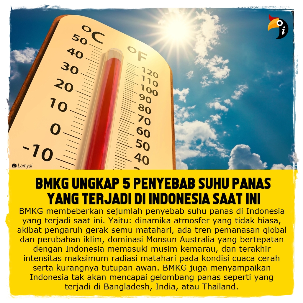infoPLK's tweet photo. Badan Meteorologi,  Klimatologi, dan Geofisika (BMKG) membeberkan sejumlah penyebab suhu  panas di Indonesia yang terjadi saat ini. Pengamatan sejauh ini suhu di  Indonesia berkisar 36-37 derajat celcius. https://t.co/Aoses23EWe