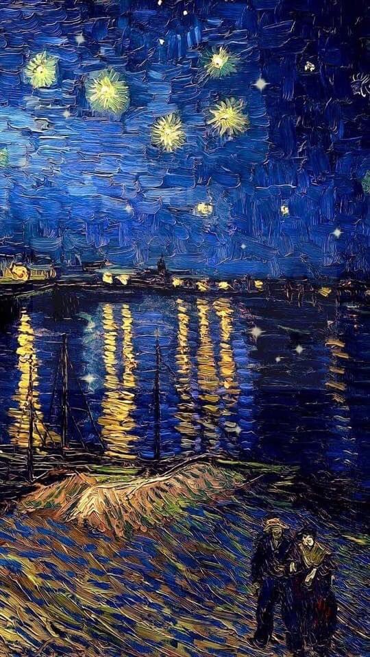 Noche estrellada en el Rodano por Vincent van Gogh