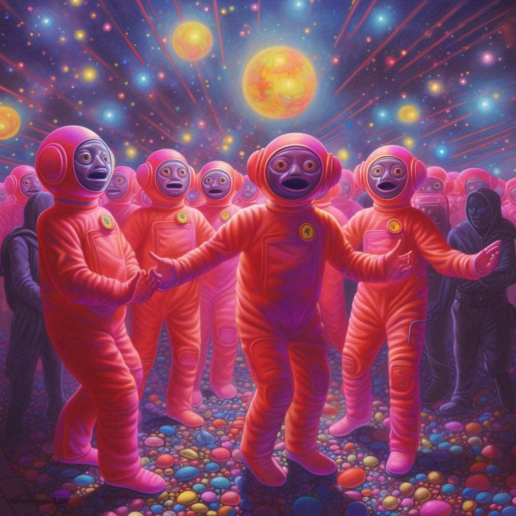 ArtificioAI's tweet photo. Cosmic Teletubbies at a rave party #AI 💥 ✨ 🎈 🎵 🔊

#artificioai #artificialintelligence #aiartdaily #digitalartwork #digitalart #aiart #aiartcommunity #midjourney #midjourneyart #raveparty #teletubbies #cosmic https://t.co/GyYQtEwTlI