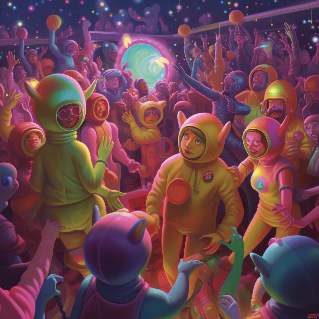 ArtificioAI's tweet photo. Cosmic Teletubbies at a rave party #AI 💥 ✨ 🎈 🎵 🔊

#artificioai #artificialintelligence #aiartdaily #digitalartwork #digitalart #aiart #aiartcommunity #midjourney #midjourneyart #raveparty #teletubbies #cosmic https://t.co/GyYQtEwTlI