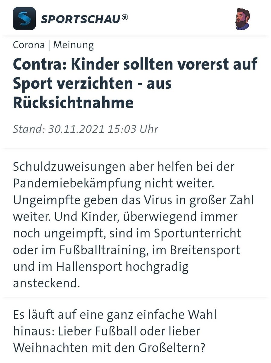 argonerd's tweet photo. „Schuldzuweisungen aber helfen bei der Pandemiebekämpfung nicht weiter.
Ungeimpfte geben das Virus in großer Zahl weiter. Und Kinder, überwiegend immer noch ungeimpft, sind [beim Sport] hochgradig ansteckend.“

- SWR-Sportredakteur (!) Günther Schroth im Hetzwinter '21 https://t.co/Ta1GXjRFx5