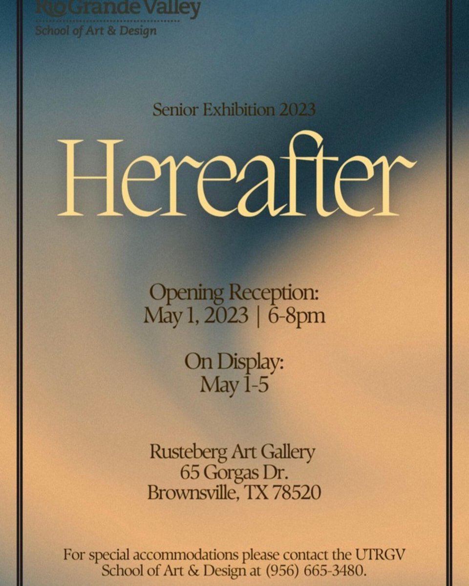 UtrgvA's tweet photo. We welcome you all to our Upcoming BFA Exhibitions! Please come by and support our students working hard all semester to bring you a series of works.
@utrgvarts  

#Repost @utrgvartgalleries 

#utrgvartannex #rgvart #rgvart #utrgvart https://t.co/Ti92wVXSbX