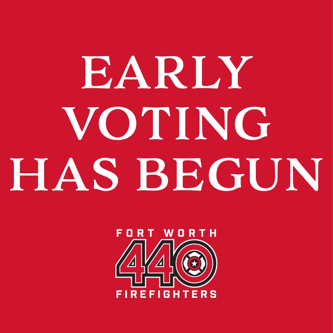 FWfirefighters's tweet photo. Early voting has begun. Make sure to get out and let your voice be heard! Our endorsements are a reflection of a process to determine the candidates that we think best support our fire fighter issues. We hope you will support them! https://t.co/DjNfZsAIsE