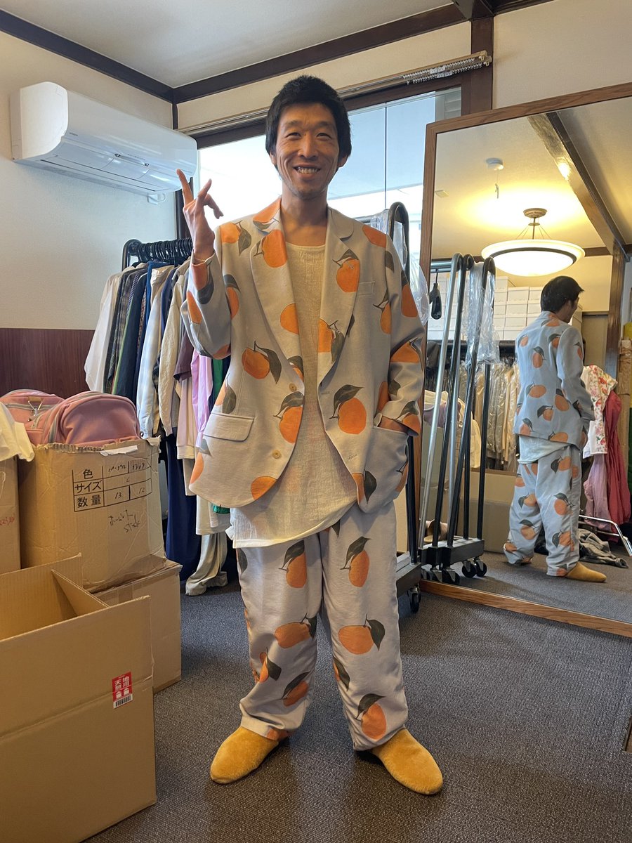 僕の描いた、僕の先祖の町、河内みかんの絵柄でセットアップ作ってみ