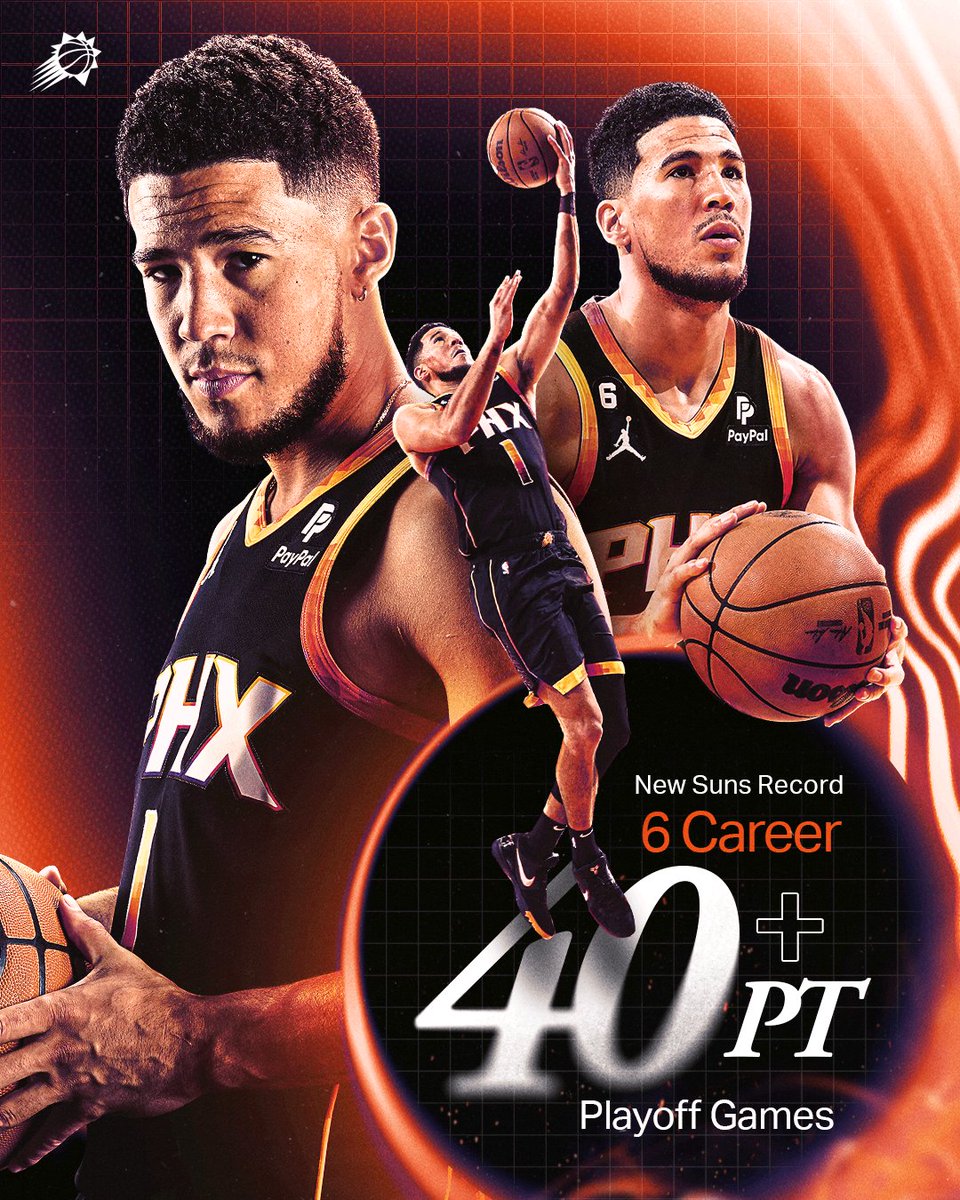 Suns's tweet image. FRANCHISE RECORD.

Congrats, @DevinBook, on recording the most 40+ point postseason games in Phoenix Suns history!