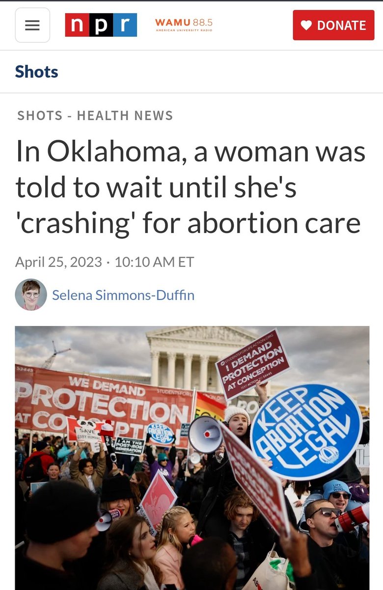 TheSWPrincess's tweet photo. Jaci Stratton's cancerous pregnancy would never be viable.

She lives in Oklahoma.

'The best we can tell you to do is sit in the parking lot, and if anything else happens, we will be ready to help you. But we cannot touch you unless you are crashing in front of us or your blood pressure goes so high that you're fixing to have a heart attack."

This will be the norm across the US if Republicans get their way.