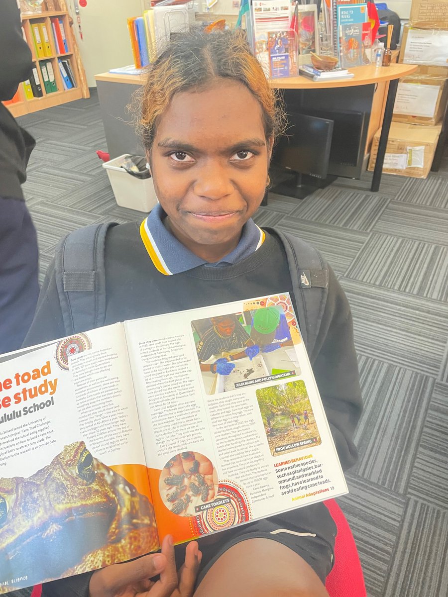 DeadlyScience's tweet photo. It's a deadly day in the classroom when you spot yourself in the Australian Geographic DeadlyScience books your school received in our #5000books campaign. Bethany is one of our original DeadlyScience junior scientists and has gone on to achieve amazing results! https://t.co/5WjjCSjyUv