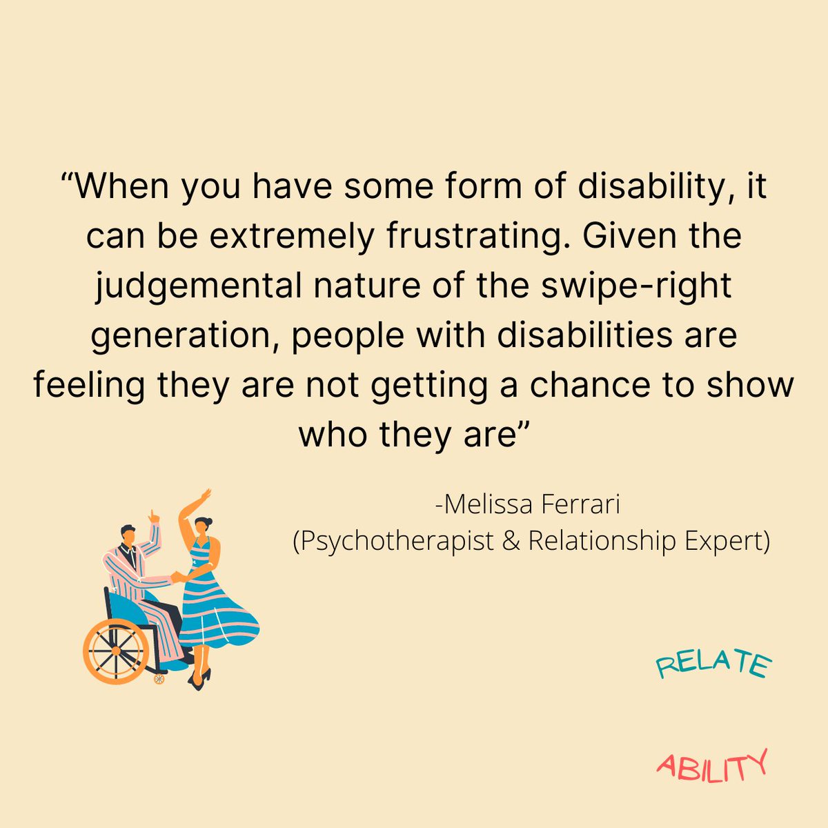 Relate_Ability_'s tweet image. There are so many barriers for people with disability to explore friendship and romance safely. We are striving to break these barriers down! We all deserve to develop friendships and experience dating safely #ndis #inclusivedating #inclusive #lgbtiqap+