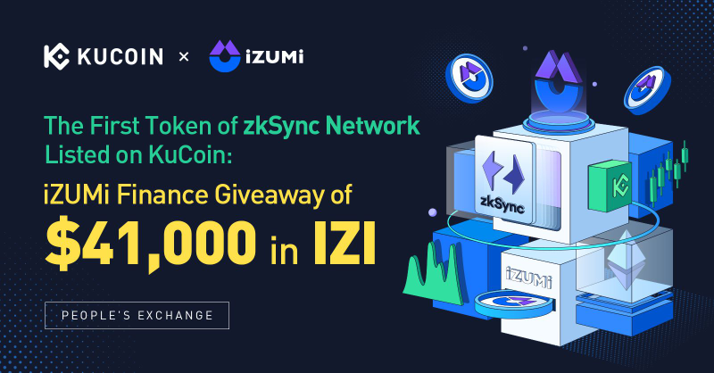 kucoincom's tweet photo. The first token of zkSync Network, @izumi_Finance, has landed on #KuCoin, and we're giving away $41,000 worth of IZI tokens to celebrate!

⏰10:00 on April 26, 2023 to 10:00 on May 2, 2023 (UTC)

Ready to get in on the action? Find out how to qualify below ⤵️