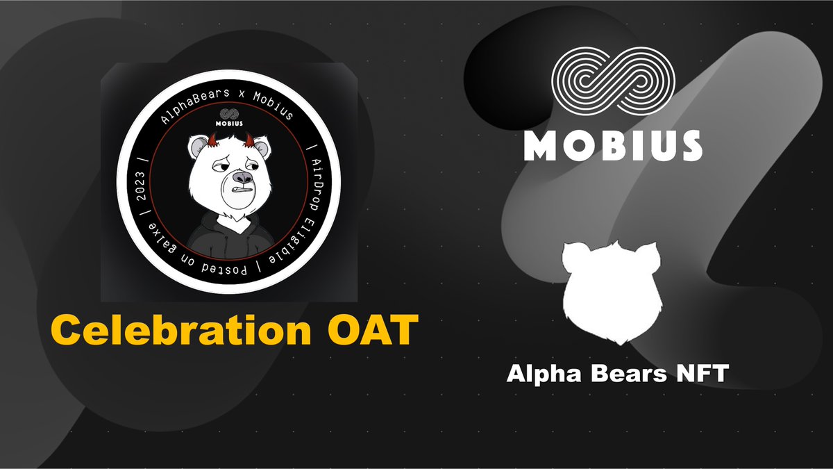 mobius_market's tweet photo. Heyyo, Mobius and AlphaBears fam🐻
To celebrate our partnership with @SuiAlphaBears, we’re launching a limited-edition OAT🎁
https://t.co/m09EzxObtI
All OAT Holders will share the pool of 50K $ABS + 50K $MOB tokens💰
Complete the simple social tasks bellow and click Claim🎯 https://t.co/XQdIORyOuw