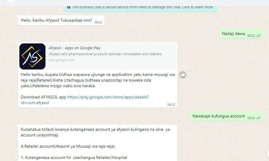 j_kalebu's tweet image. Woow @afyasol team  shipped  their Sarufi  Based Chatbot to WhatsApp in less than an hour

 Looking for something like this?  please  sign up  for sarufi.io and start building  yours, if you need extra guidance don&apos;t hesitate  to DM me 

@sarufi_ai
