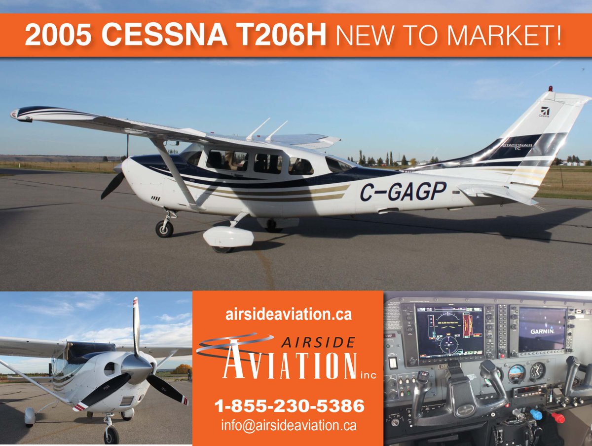 AirsideAviation's tweet image. Reduced! 2005 Cessna T206H C-GAGP
SN:T20608558
$575,000 USD
Year Built:2005

Registration:C-GAGP
Airframe Total Time:900
Max Cruise Speed:151 kts

Full listing: 
bit.ly/3QjlIOs 

#iarisdeiaviation #aviationsales #cessna #cessnaaircraft
