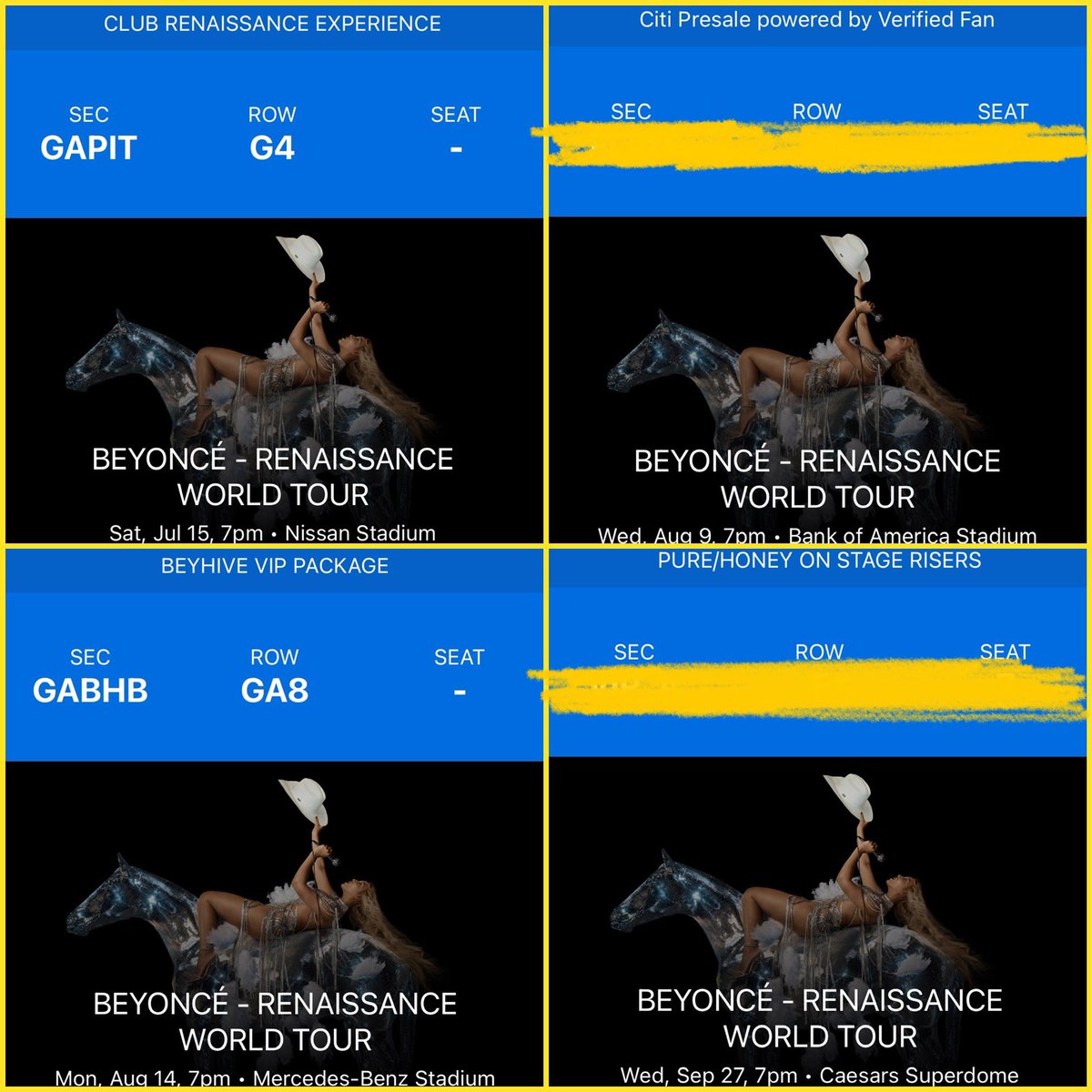 TalainaB's tweet image. Ok. I’m done 🫣💜💜💜💜🐝🐝🐝🐝 #Beyonce #RENAISSANCEWorldTour #Nashville #Charlotte #ATL #NewOrleans #YesItsTooMuch but…🤷🏽‍♀️#YOLO and #GRATEFUL 🥰