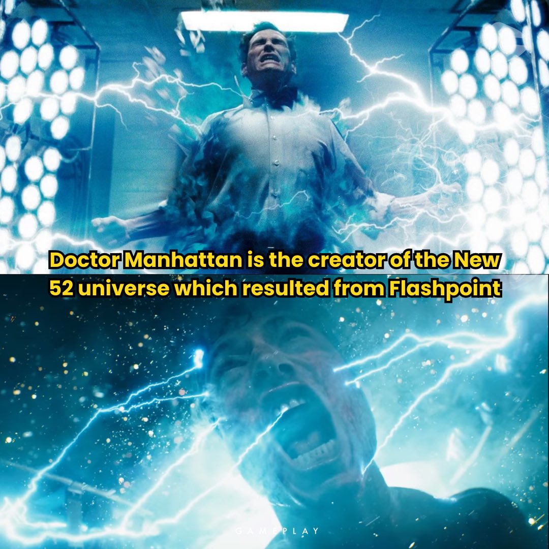 THEGAMEPLAYAPP's tweet photo. #TheFlash will take us to a dark twisted version of the DC universe, where heroes are enemies and villains are allies. But what if there's a bigger threat lurking? One that could destroy the entire multiverse? Find out how Watchmen's Doctor Manhattan may be the key to everything https://t.co/6s2NXDkeZE