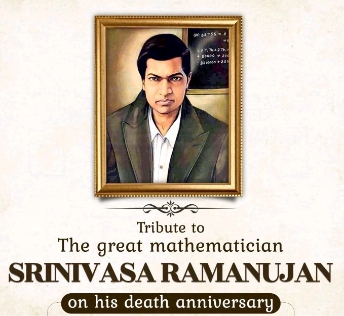 AbcKnowledge's tweet photo. Tribute to The great mathematician
Shrinivasa Ramanujan on his death anniversary.
#ShriNivasRamanujan #Ramanujan #knowledgeabc https://t.co/8H0Tk27RHu