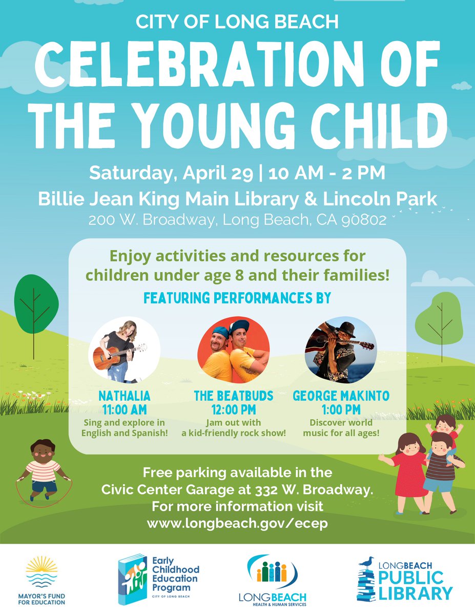 MayorsFundLB's tweet photo. The annual Celebration of the Young Child is just a few days away! Bring the entire family for a day filled with games, crafts, resources, and more! 🎉 https://t.co/ObxeYNyraV
