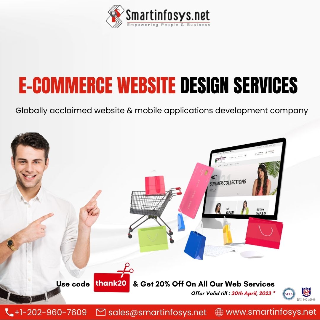 Looking for an e-commerce site? Look no further! Smartinfosys has got you covered with visually stunning designs that'll bring in those conversions. #ecommerceexperience #smartinfosys #ecommercewebsitedesign #specialwebsiteoffer #bestwebsitedesign