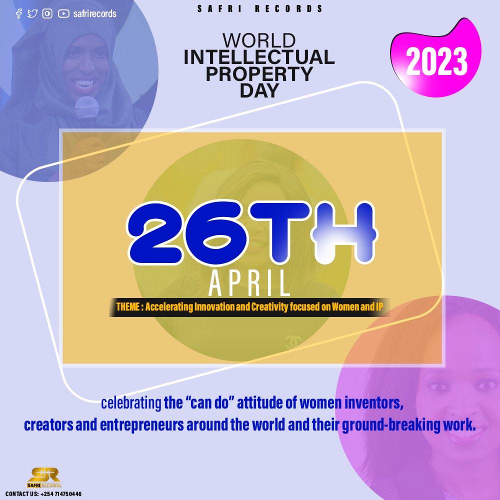 What a man can do, women can do better. Its #WorldIntellectualPropertyDay2023 #WorldIPDay  we celebrate those great  women in our society who have gone out boldly to be creatives, innovators and enterpreneures.Tag them #ThisIsSafri