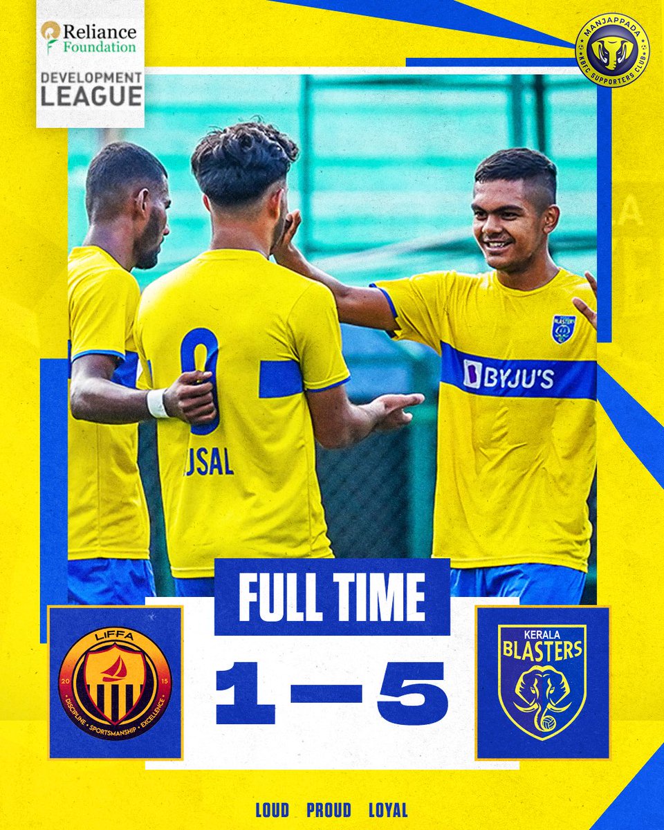 kbfc_manjappada's tweet image. Our boys started with a thumping 5-1 victory over LIFFA  in Reliance Foundation Development League.!🐘🟡

Well done guys.!👊🏻💛

#Manjappada #RFDevelopmentLeague #BoysInYellow #KBFC