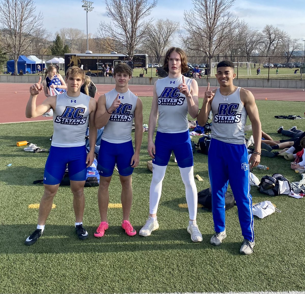 School record! Julian Scott, Cael Meisman, Beck Morgan and Ben Lust break the school record in the 4x1 with a time of 42.72.