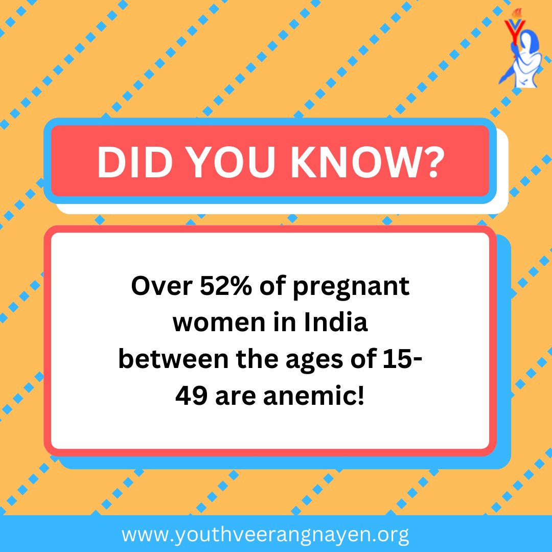 Yveerangnayen's tweet photo. This number comes from the National Family Health Survey of 2019-21 and is indeed shocking! It emphasizes the need for iron-base supplementation in the diet of pregnant women. 
#YouthVeerangnayen
#DidYouKnow https://t.co/qNKHssk7uZ