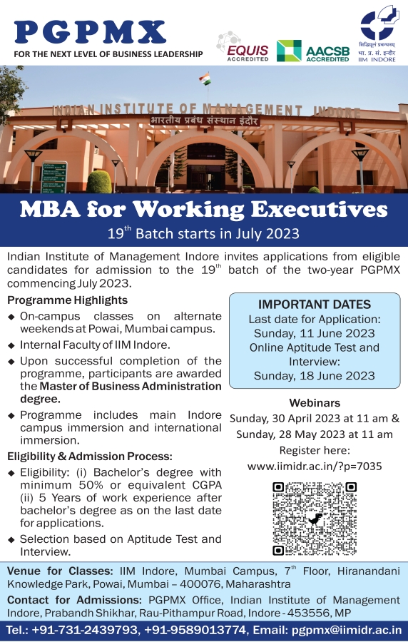 IIM_I's tweet photo. 🎓 ADMISSIONS OPEN! Are you a #workingexecutive looking to power up your #career? Our Post Graduate Programme in Management for Working Executives (#PGPMX) is just what you need! Apply now and unlock your #leadership potential: https://t.co/lpNGEWdUFi
#IIMI #Mumbai #MBA https://t.co/T1MiUq60j1