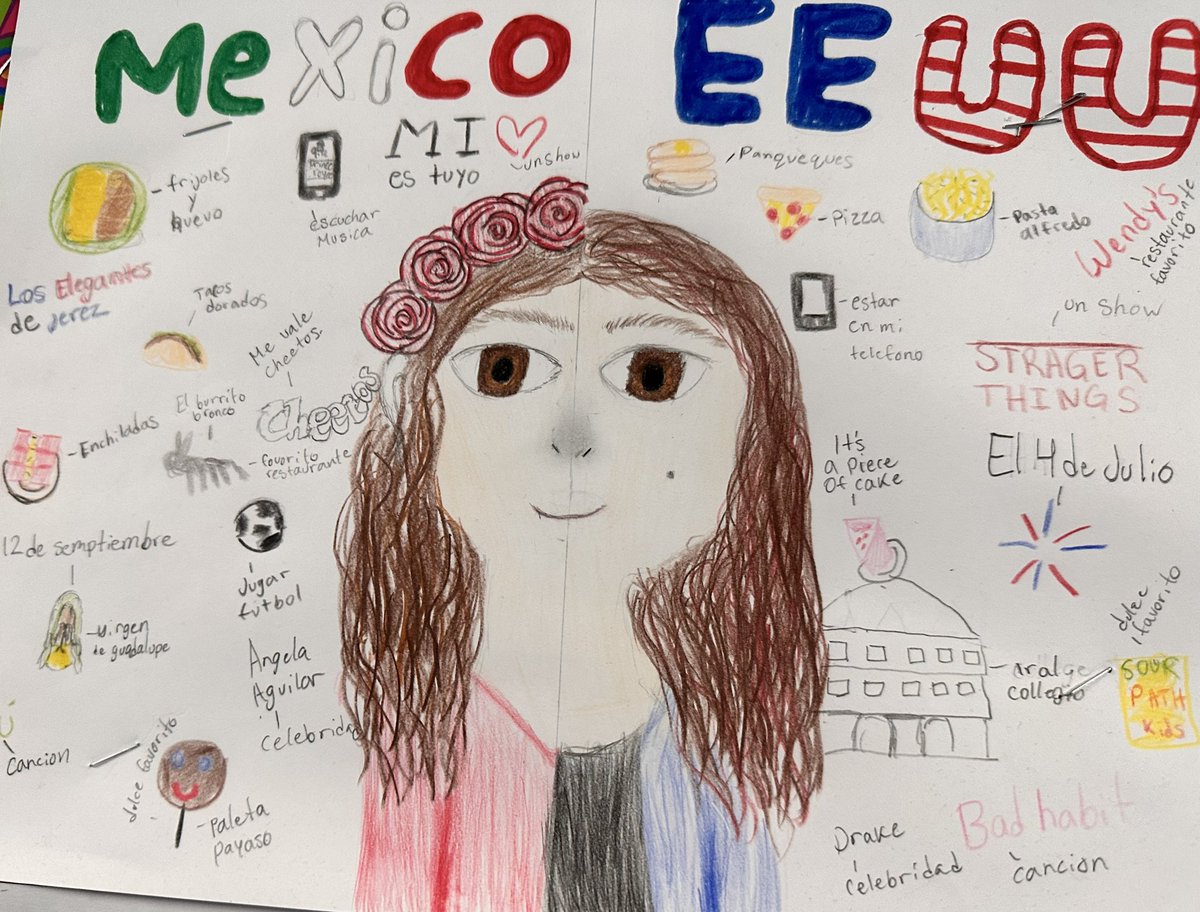 MarceBilingue's tweet photo. Cross linguistic connections begin with acknowledging our “hybrid worlds”. Students reflect on how they navigate different cultures. Great way to introduce contrasting languages and making connections! CCSD21 @ccsd21, @ccsd21london #multilingual https://t.co/PRaHyS0nzn