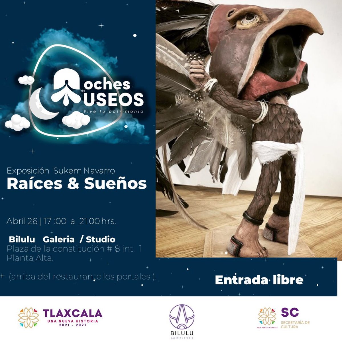 bilulu4's tweet photo. Esta Noche de Museos participará con nosotros Sukem Navarro #tlaxcala  #RedDeMuseosTlaxcala #Galeria #Arte #bilulu #arteobjeto #Tlaxcala https://t.co/0qgGR4BpRL
