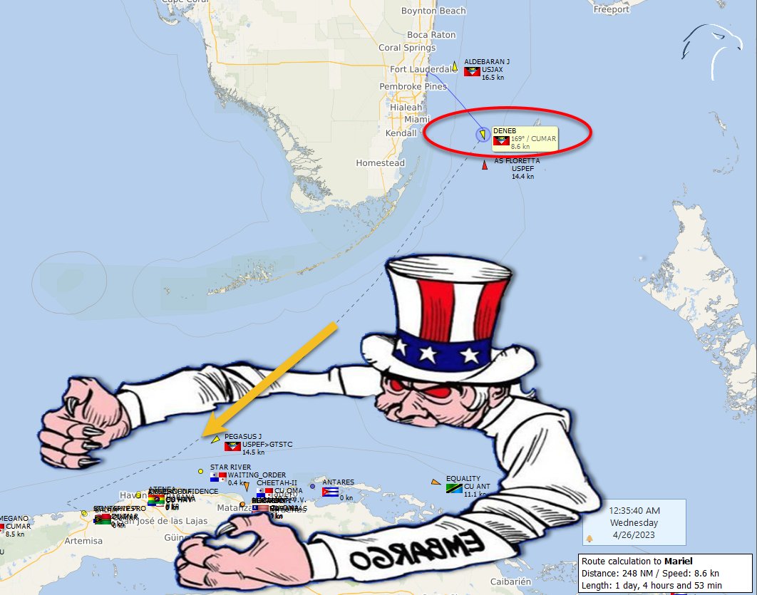FlconEYES's tweet photo. #DENEB 9344241

Carga contenedores, otro que logra saltar el #embargocuba y entra #Cuba con licencia de la #OFAC para @Crowleymaritime por @POTUS

Las cargas del @PartidoPCC entran al #Mariel @ZEDMariel

#Ahora #OSINTCuba #cubarcos #Cuba #26Abril https://t.co/cGfR6513qV