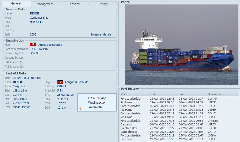 FlconEYES's tweet photo. #DENEB 9344241

Carga contenedores, otro que logra saltar el #embargocuba y entra #Cuba con licencia de la #OFAC para @Crowleymaritime por @POTUS

Las cargas del @PartidoPCC entran al #Mariel @ZEDMariel

#Ahora #OSINTCuba #cubarcos #Cuba #26Abril https://t.co/cGfR6513qV