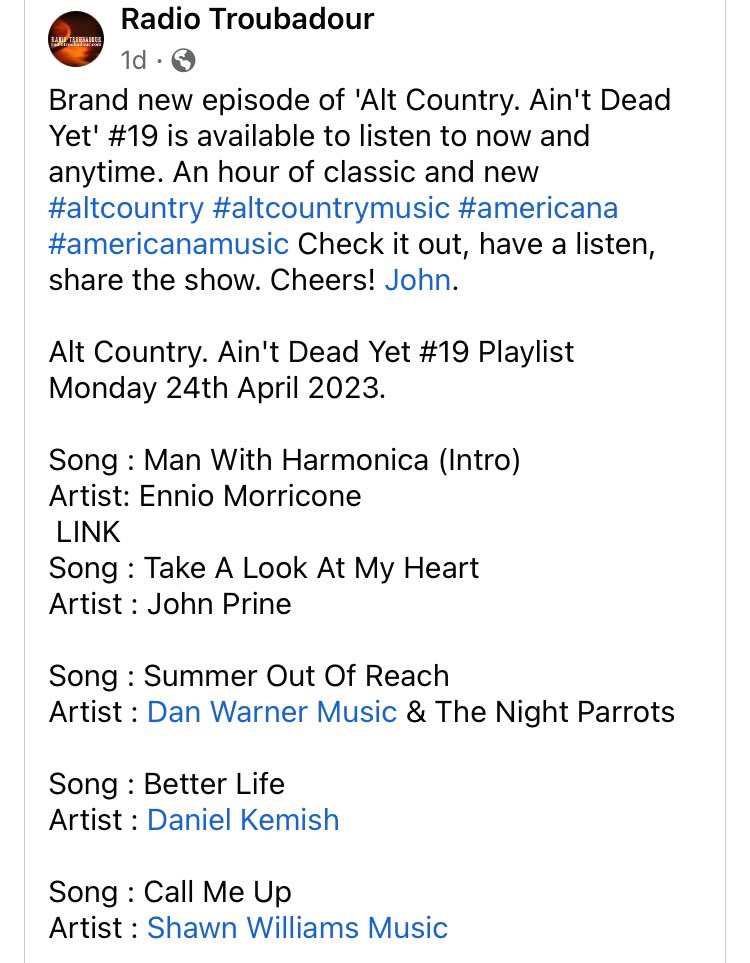 ShawnMeow's tweet image. Thanks to @RadioTroubadour in the UK for playing “Call Me Up” during ‘Alt Country.  Ain’t Dead Yet’!!!

#CallMeUp #SulkingInLove #Music #Radio #RadioTroubadour #UK