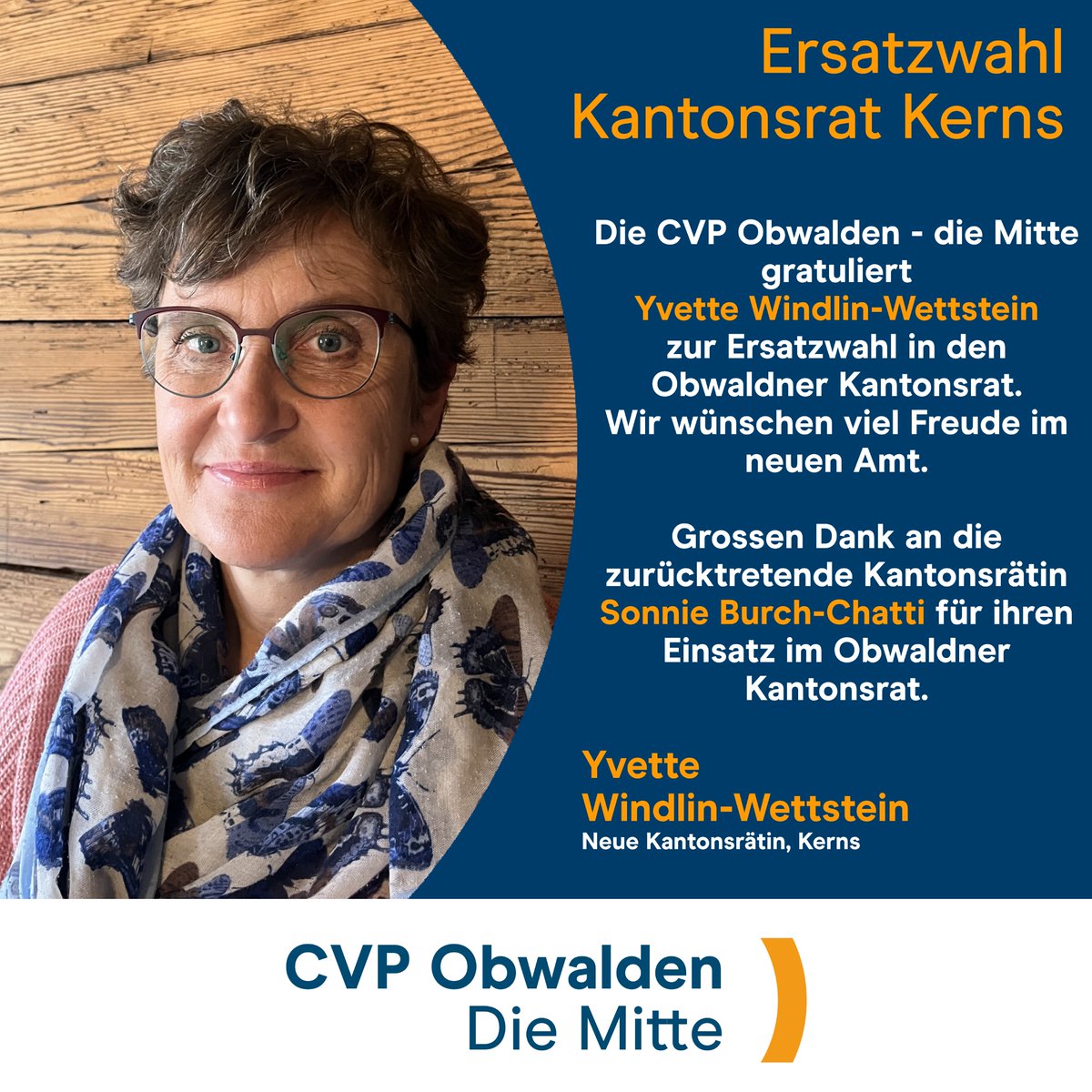 diemitteow's tweet photo. Mit Yvette Windlin-Wettstein konnte eine hervorragend qualifizierte, bekannte breit getragene Person als Nachfolgerin für Kantonsrätin Sonnie Burch nominiert werden. Wir danken beiden für den Einsatz als Kantonsrätinnen im Kanton Obwalden.
#Obwalden #Kerns #KantonsratOW https://t.co/a6HBiwNN0d