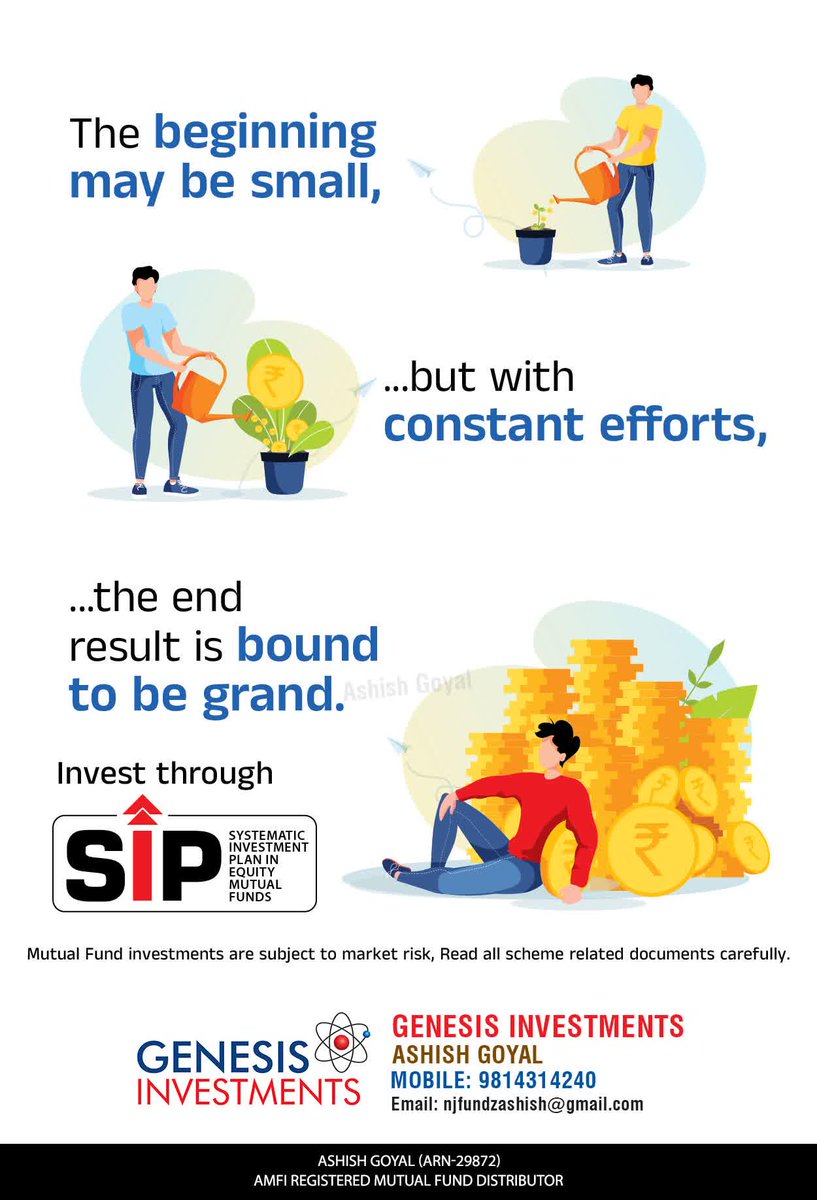 GENEINVEST's tweet photo. THE BEGINNING MAY BE SMALL, BUT CONSTANT EFFORTS, IN THE END, THE RESULT IS BOUND TO BE GRAND
#genesisinvestments
#Mutualfundsahihai
#Systematicinvestmentplan
#njmutualfunds
#sipsahihai
#TopUpSip
#startyoursip
#swp
To learn more follow us on:
TELEGRAM:
https://t.co/nWJ00yvBwP https://t.co/wPH3u5ksm4