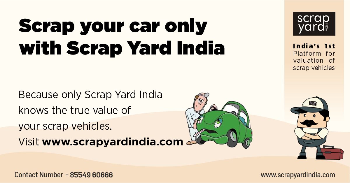 scrapyardindia's tweet photo. Scrap your car only with Scrap Yard India. 
Visit https://t.co/bgRjB30bxI 
#scrapmycar #scrapcarprice #carvaluation #elvscrapping #elvdismantling #rvsf #avsf #scrapyardindia #scrapyard #digtialindia #startupindia #platform #scrapvalue #twowheelerscrapping #fourwheelerscrapping https://t.co/zGqUwnS3zi