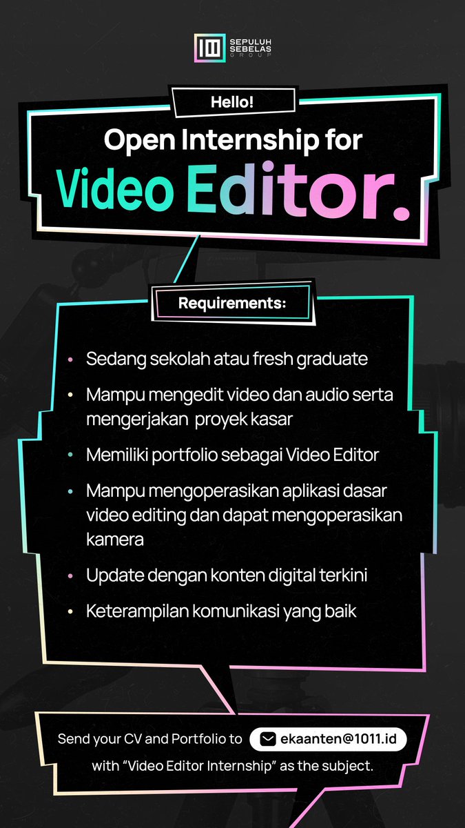 wianeka's tweet photo. Open Internship for 3 months. 
Untuk yang lagi libur kuliah, nunggu wisuda atau yang baru lulus boleh langsung apply, fast recruitment process!! 
Cc : @hrdbacot @txtdrlinkediin 
#lokercot #txtloker #txtdrlinkediin https://t.co/KLauQx3uhH