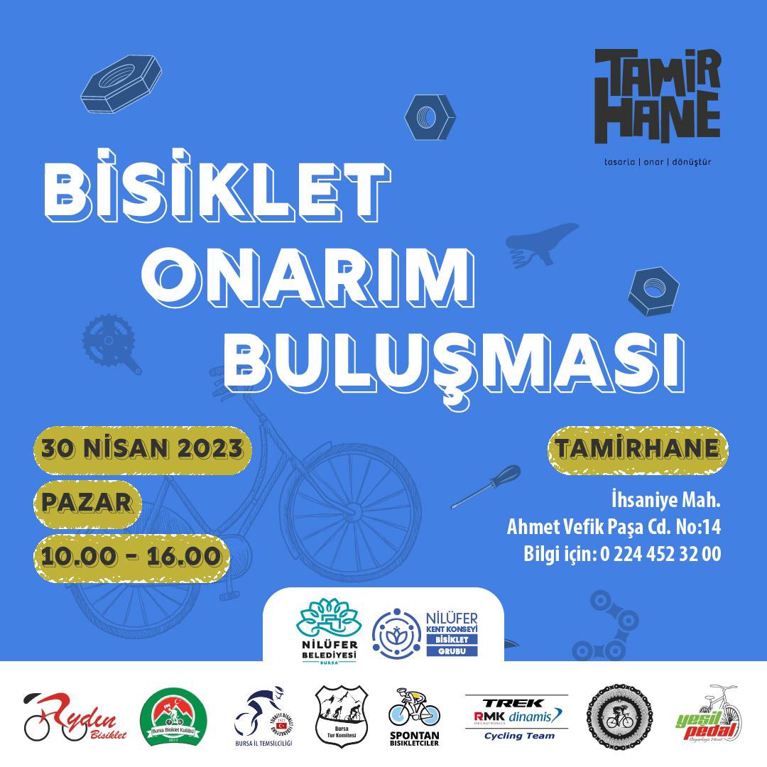 Depremden etkilenen çocuklarımız için bisikletlerimizi Nilüfer Belediyemizin katkılarıyla topladık. Şimdi sıra onları tamir edip sorunlarını halletmekte. Yardımcı olabilecek bisiklet dostlarını organizasyonumuza bekliyoruz. Bisiklet alet çantanı al gel.