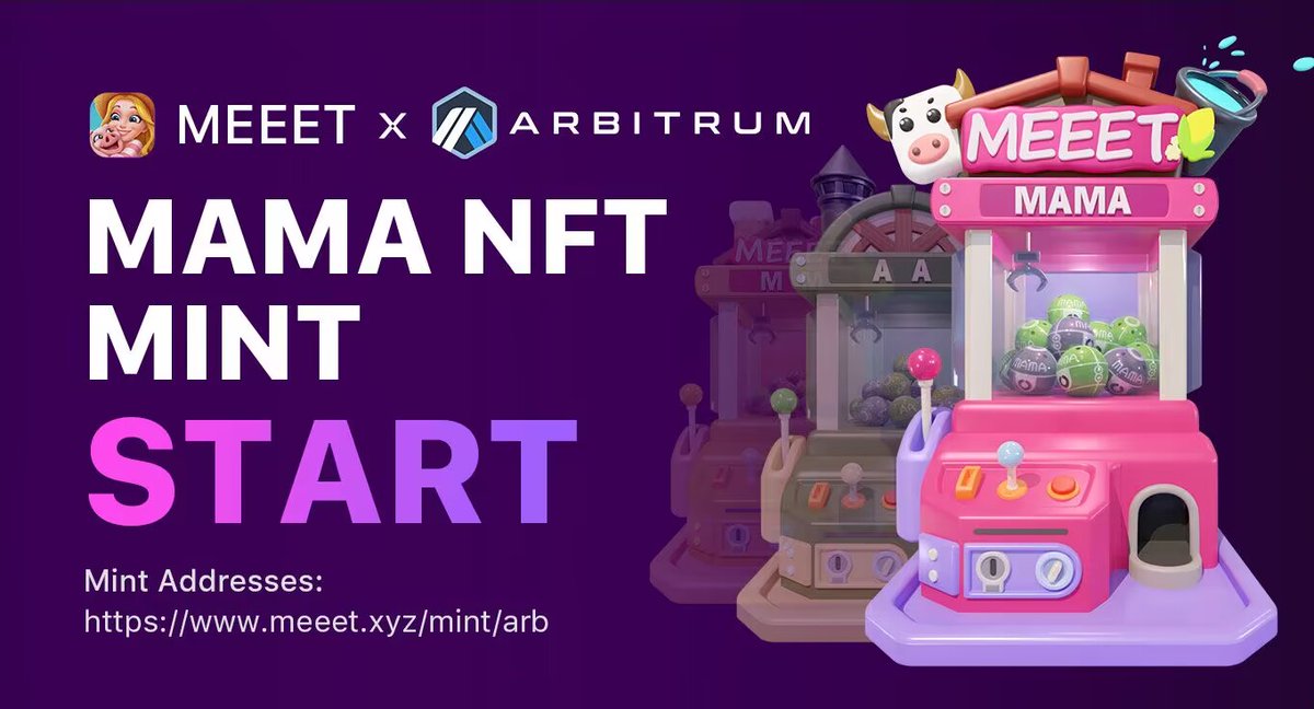 MEEET以3000万估值，完成种子轮融资
MAMA NFT还有少量AA盲盒可以MINT

🎁MAMA WLx6

白名单比非白名单便宜24刀
1:关注我和<a href="/MEEETOfficial/">MEEET</a>
2:点赞转发评论丢地址
3:加入DC官方discord.gg/meeetofficial

MINT链接：meeet.xyz/mint/arb
本次售卖最后的白名单，MINT可拿空投
#Giveaway#Whitelist