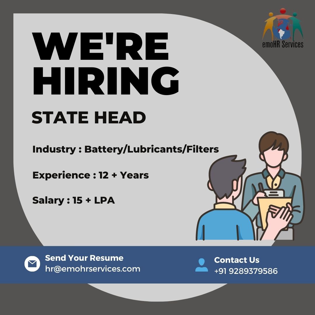 emoHRServices's tweet photo. Are you ready to be a ‘STATE HEAD’
If ‘YES’. Then we have a great opportunity for you.
EMOHR Services open for ‘STATE HEAD’ posts with leading companies in multiple locations.
#emohrservices #teamemohr #placedbyemohrservices #humanresourceindia https://t.co/Z8tLEVqvv5