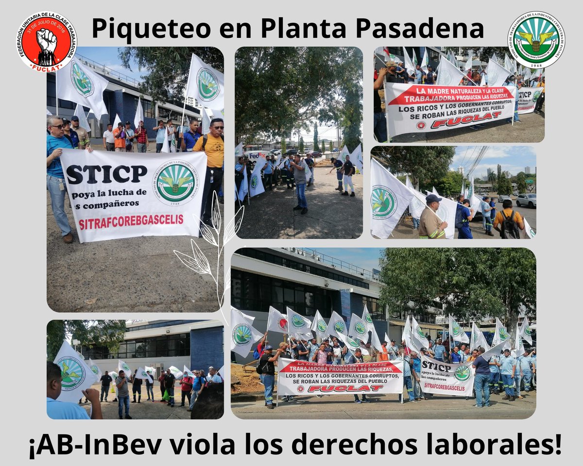 SticpP's tweet photo. Este martes protestamos afuera de Planta Pasadena en el inicio de otro pliego de violaciones contra Cervecería Nacional AB-InBev y la vamos a intensificar a nivel nacional.
Este es el Calentamiento.
AB-InBev viola los derechos laborales.
#sticp #sitrafcorebgascelis #Aeve #Fuclat https://t.co/5MNlCQIsvi