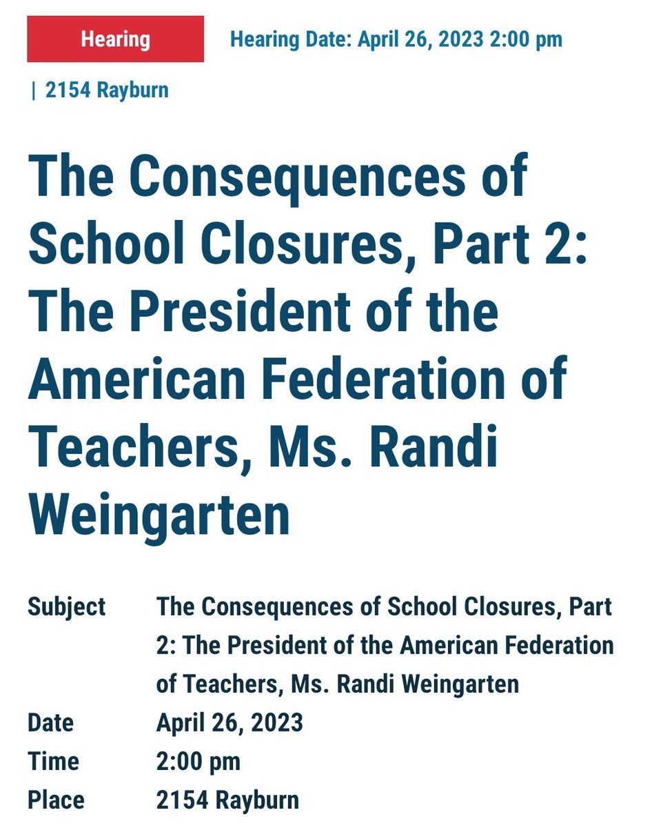 DeAngelisCorey's tweet photo. Randi Weingarten testifies before Congress on school closures today at 2pm ET.

She will try to rewrite history and gaslight everyone. Don't fall for it. 

Teachers unions held children's education hostage to secure multiple multi-billion-dollar ransom payments from taxpayers. https://t.co/ld9Lt0Y7uM