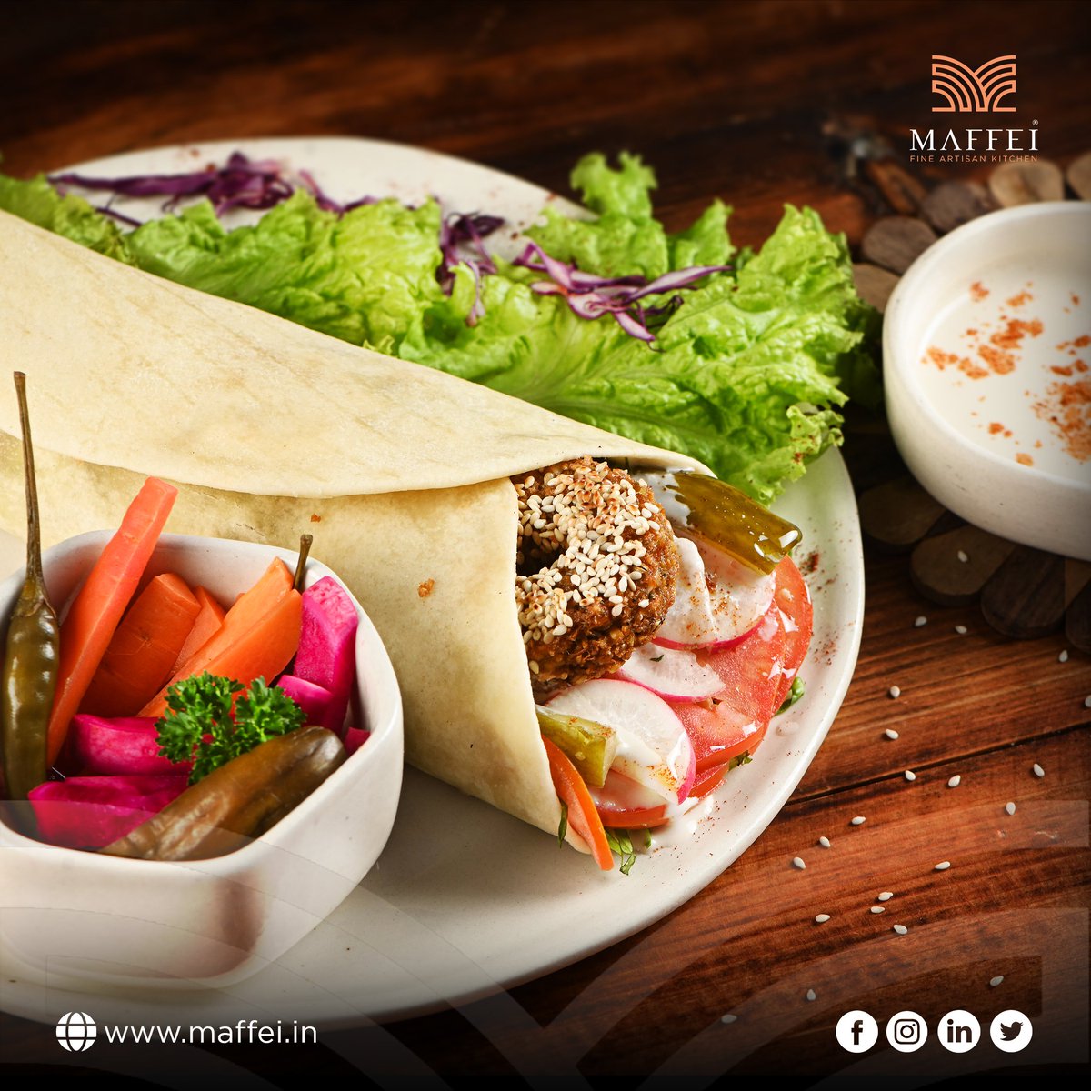 MaffeiKitchen's tweet photo. Lebanese Falafel Wrap, exclusively available at Maffei Kitchen in Koramangala, Bengaluru.
.
#MaffeiKitchen #banglore #falafal #hummus #maffeikitchen #dessertgoals #MoroccanFlavors #LebaneseCuisine #TasteOfMorocco #FlavorsOfLebanon #MoroccanFoodie #LebaneseFoodie #MoroccanDelights https://t.co/1krhW1p0TE