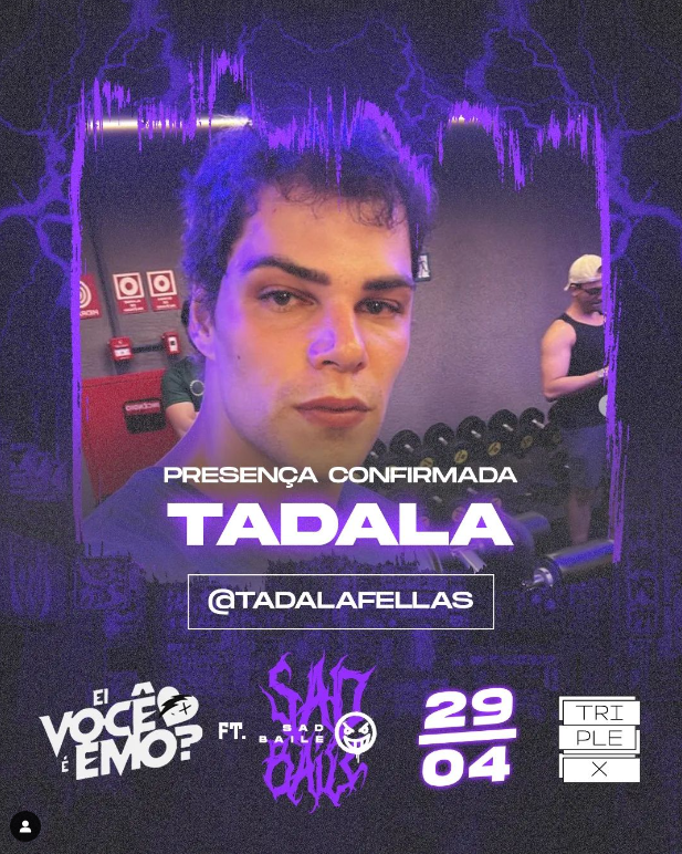 sadbaile's tweet photo. ESTAMOS COM PRESENÇAS CONFIRMADAS!!! Vêm curtir nosso rolê 💜

Nossa proxima confirmação é o monstro @tadalafellas 🖤💣

Aproveite e use o cupom "tadala" e ganhe 10R$oOFF

Bora colar no rolê com a gente! Os ingressos já estão esgotando! 🔥

TA ESPERANDO OQUE? CORRE NO LINK NA BIO https://t.co/dvEFeqm7tM