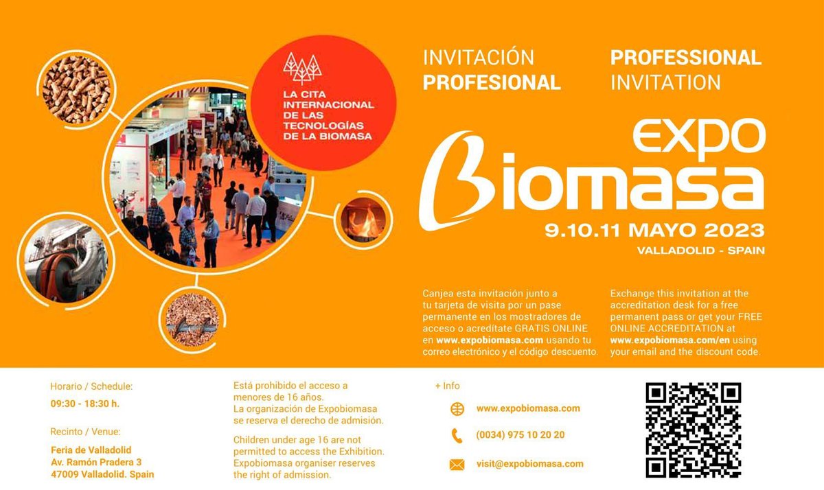 FIG_SL_'s tweet photo. ¡Estamos emocionados de invitar a todos nuestros clientes a Expobiomasa 2023!

La feria se celebrará en Valladolid del 9 al 11 de mayo y estaremos presentes en el pabellón 2 stand 231.

Consigue tu invitación con este enlace:
https://t.co/HmuY4lIf8D

Utilizando el código de 23H8D https://t.co/zDGMnp5ymS