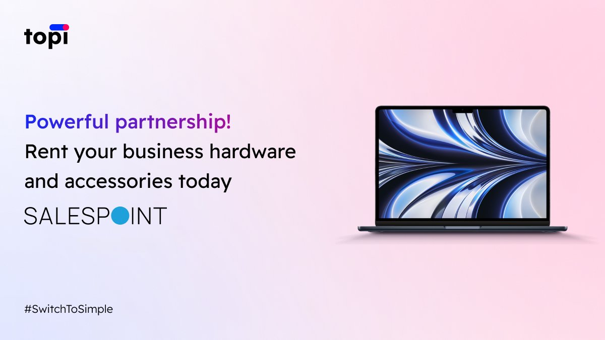 Great news! Say hello to our new partner Salespoint. 👋

Do you need a new laptop for your new joiner? 💻 Does your team deserve upgraded devices? 
You can now easily rent a wide range of hardware and accessories with topi. Try it today!